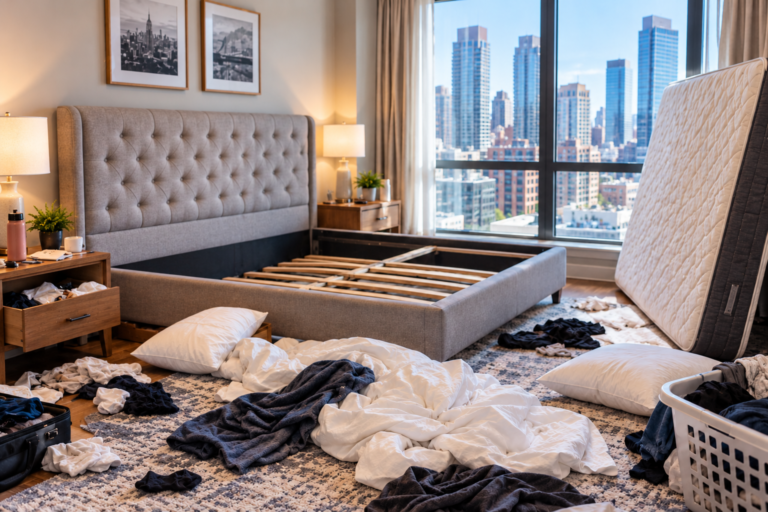 Atlanta home bedroom prepared and organized for professional bed bug treatment
