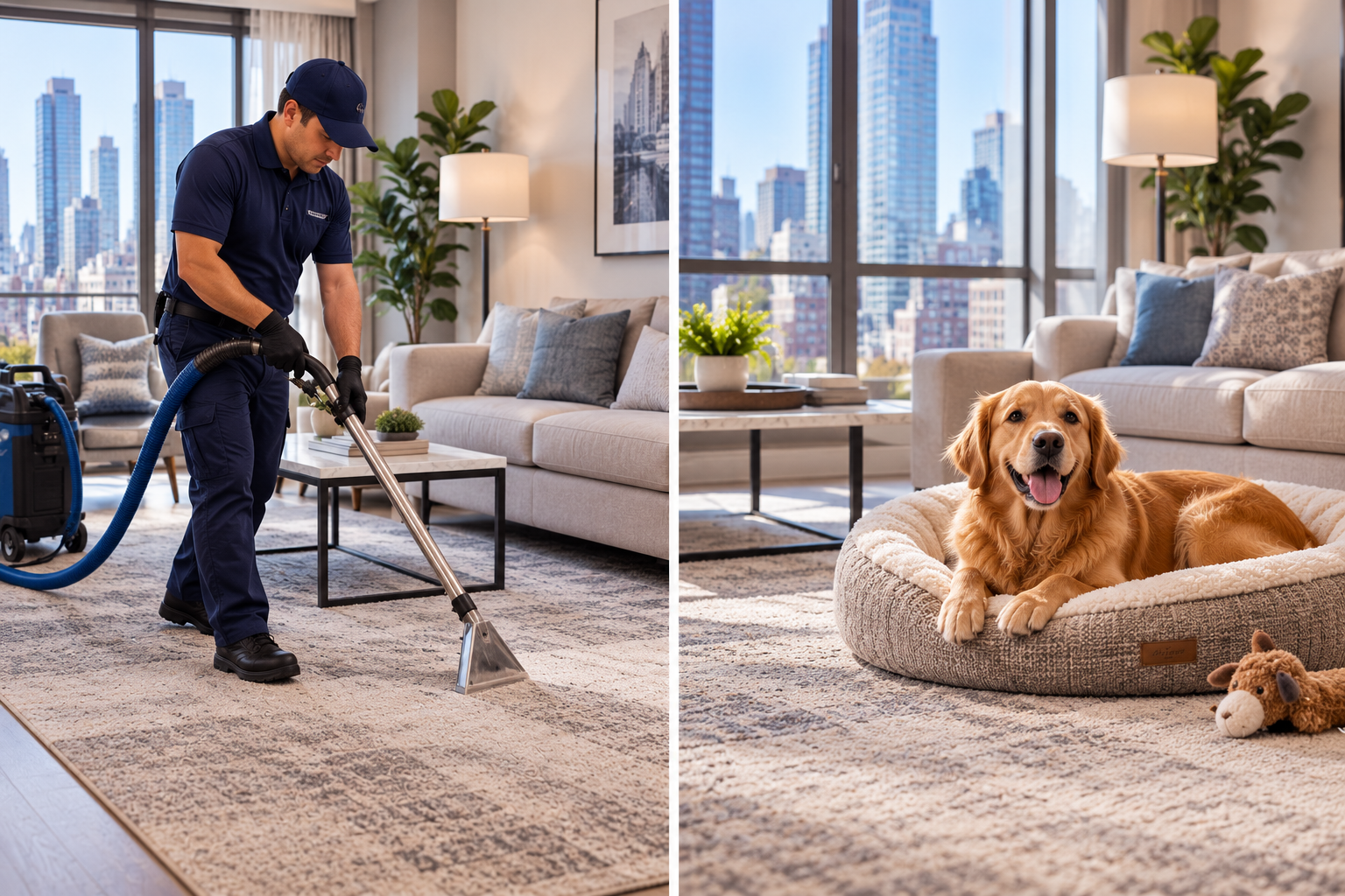 Atlanta flea exterminator treating carpet in pet owner home